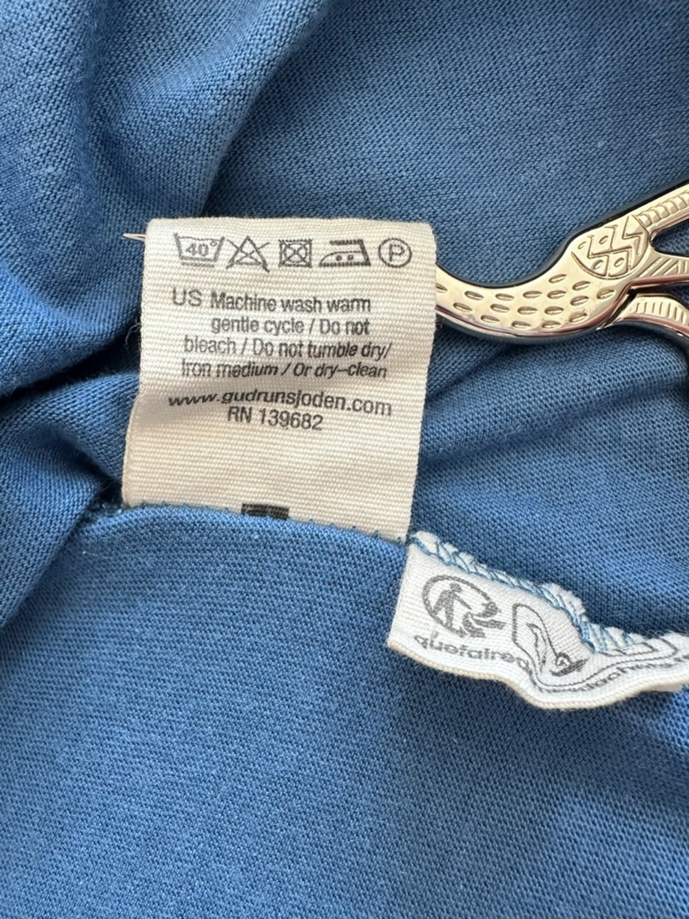 Gudrun Sjoden Short Sleeve Midi Dress Blue Knit Organic Cotton Modal Size L - Picture 9 of 9
